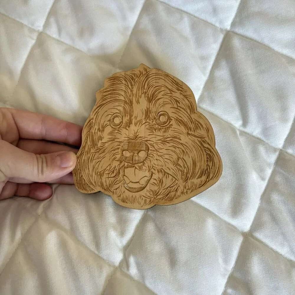 1‎ Wooden Coaster Brown Dog Cockapoo Drinks Cute Art